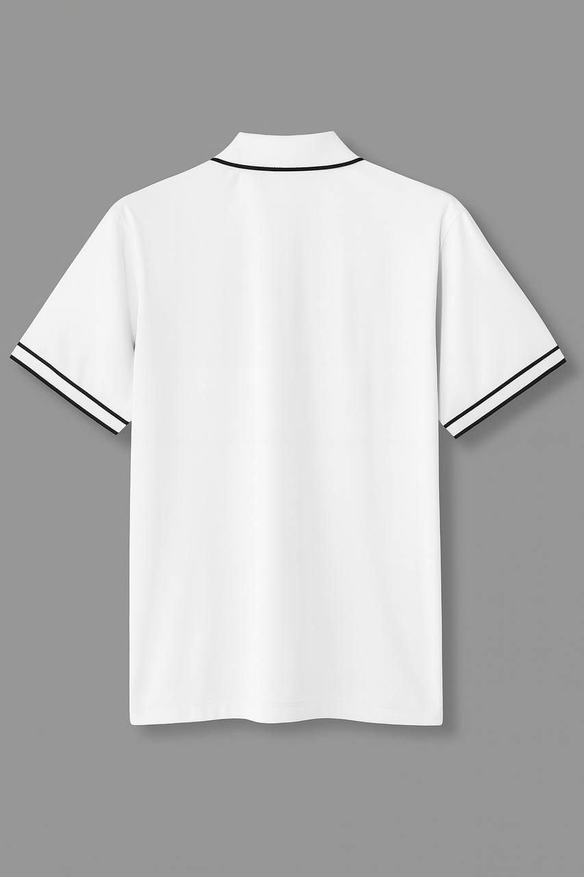 White Jacquard Flacket and collar Polo with stylish