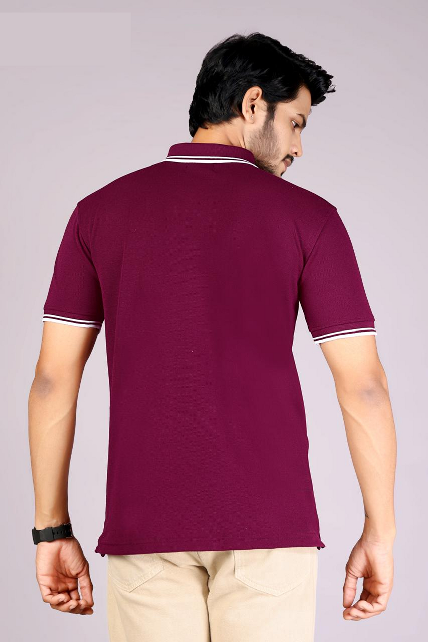 Men's Classic Maroon Polo T-Shirt with White contrast Tipping – Casual Wear