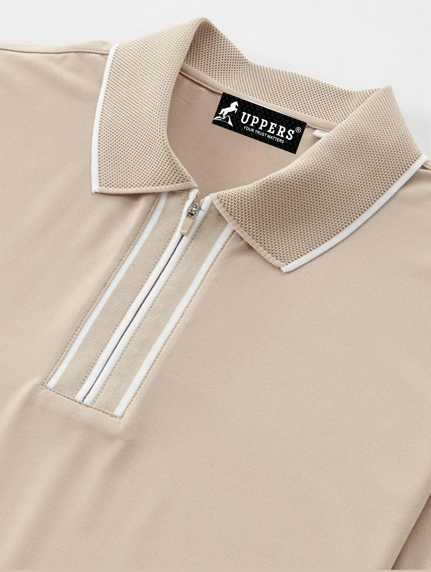 cream Jacquard Flacket and collar Polo with stylish