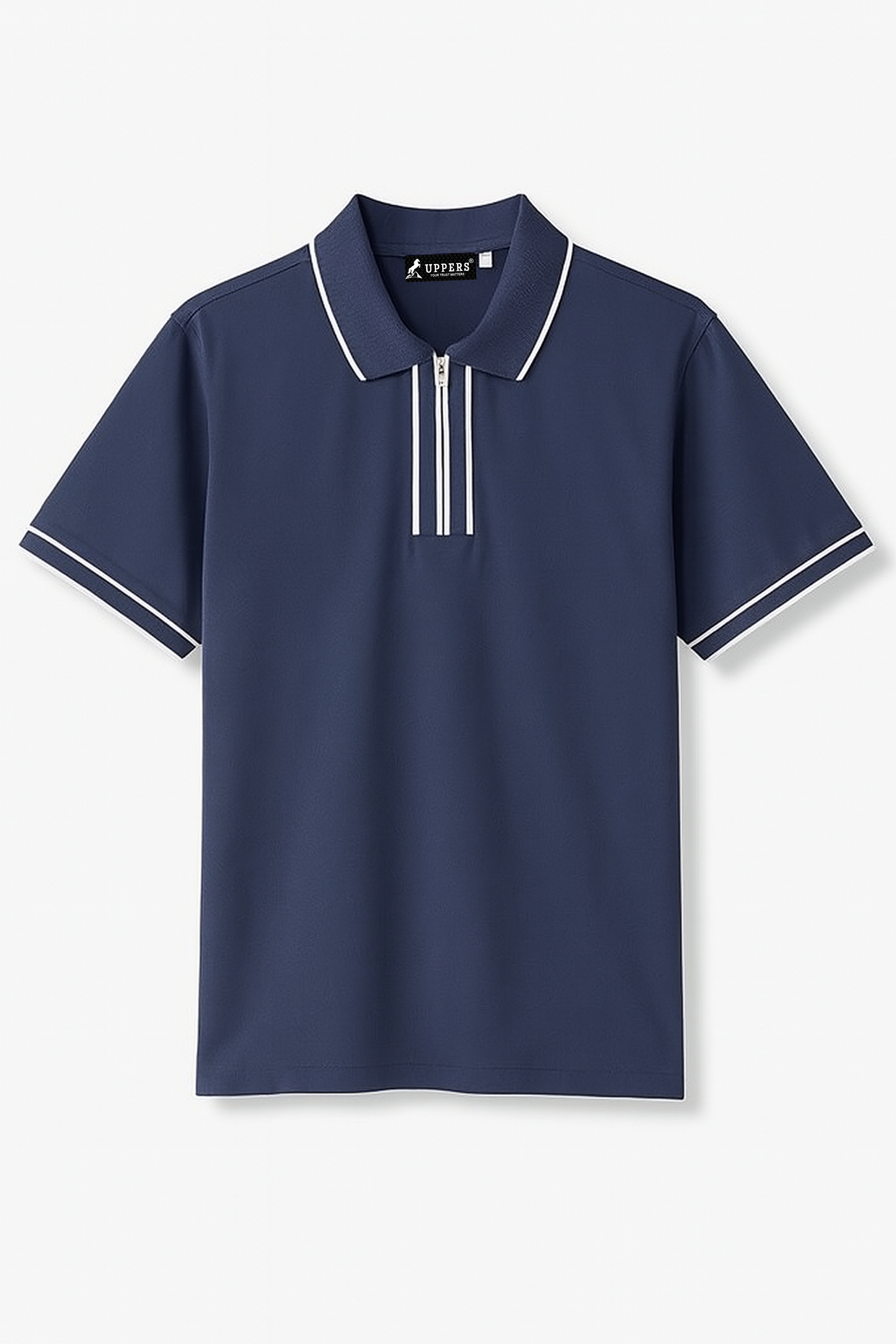 Blue Jacquard Flacket and collar Polo with stylish