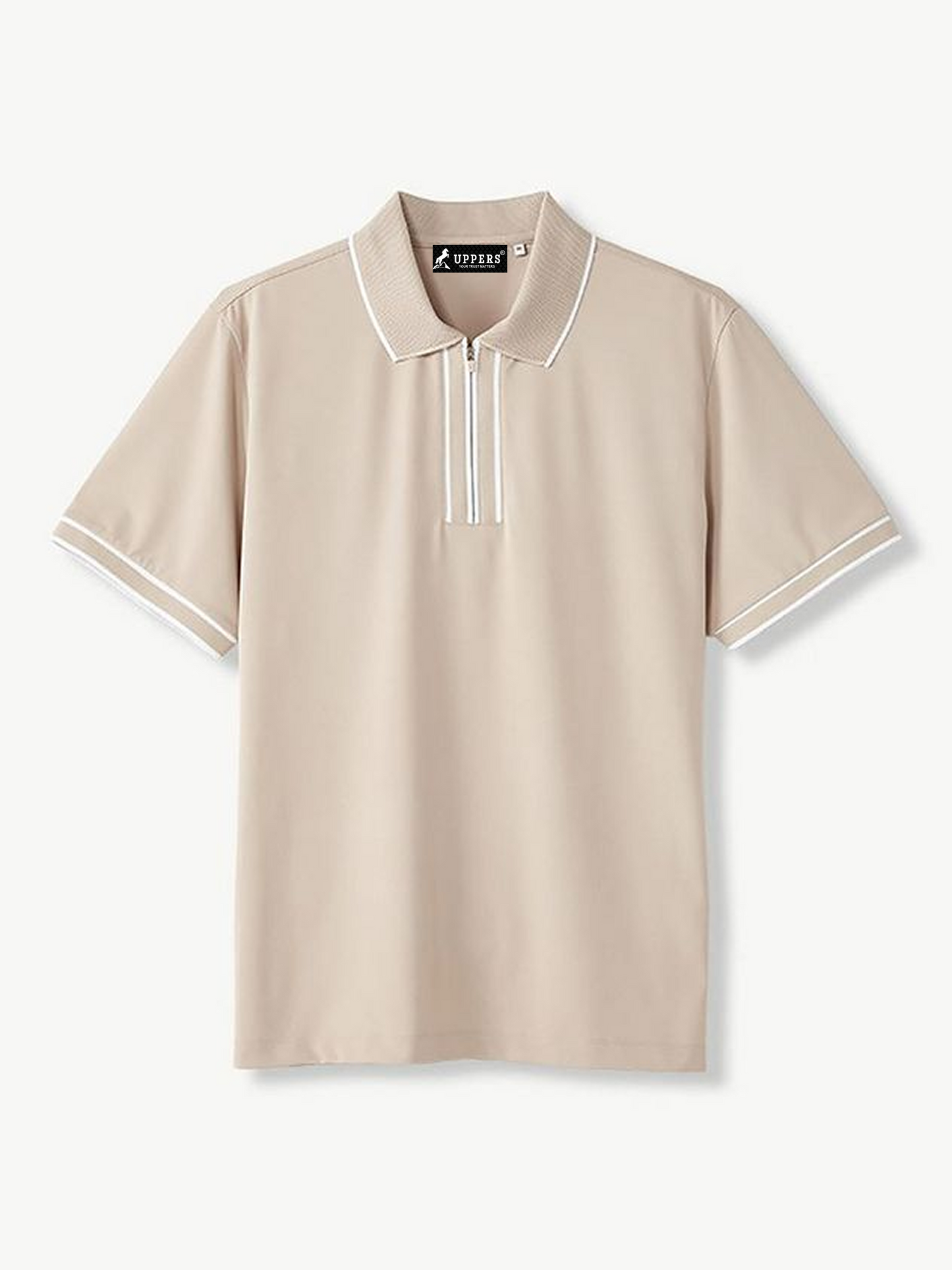 cream Jacquard Flacket and collar Polo with stylish