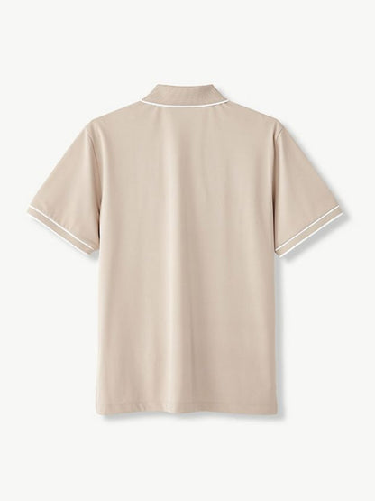 cream Jacquard Flacket and collar Polo with stylish