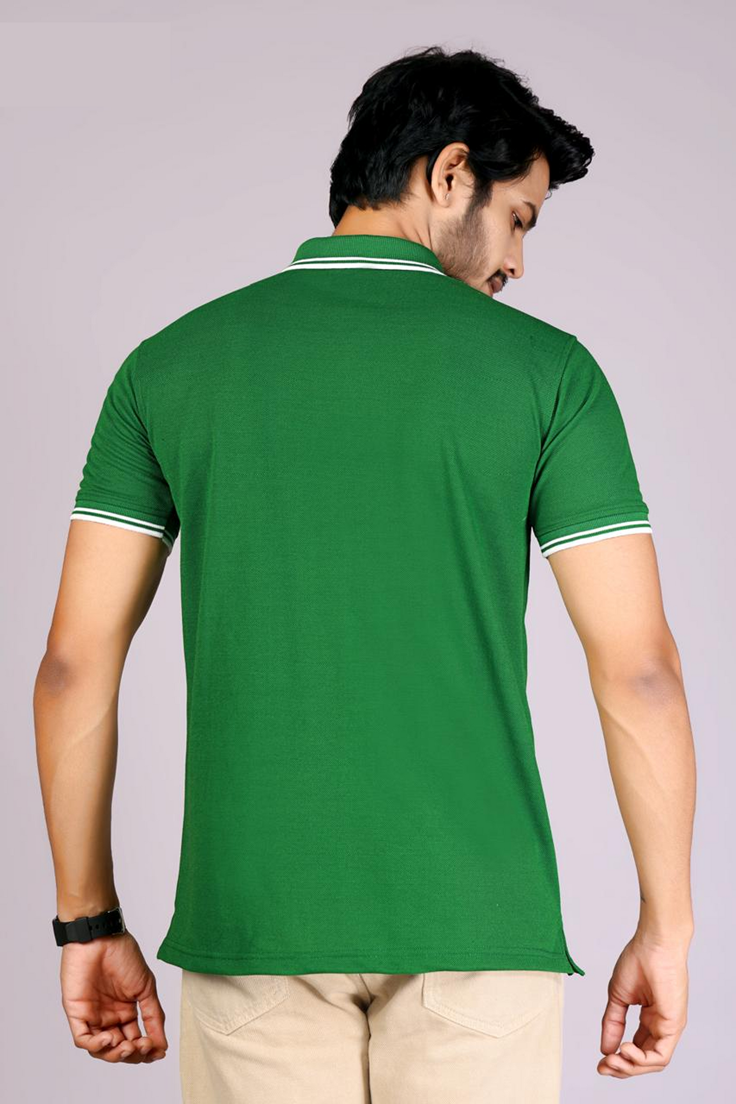 Men's Classic Light Green Polo T-Shirt with  White contrast Tipping – Casual Wear