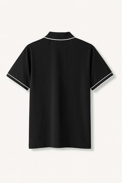 Black Jacquard Flacket and collar Polo with stylish