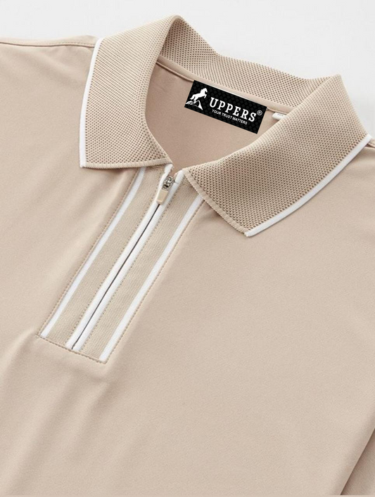 cream Jacquard Flacket and collar Polo with stylish