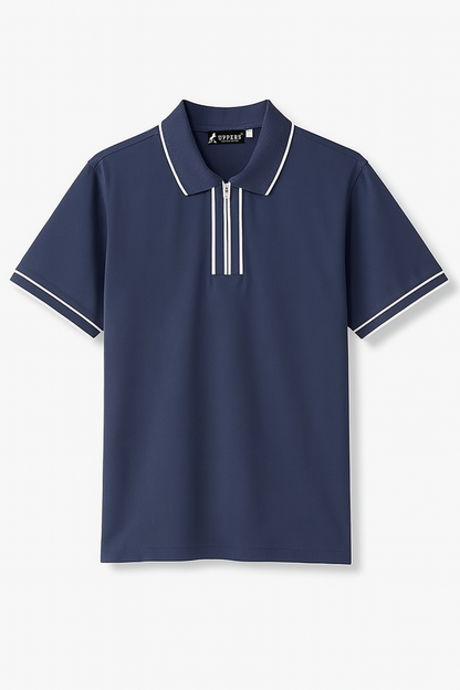 Blue Jacquard Flacket and collar Polo with stylish