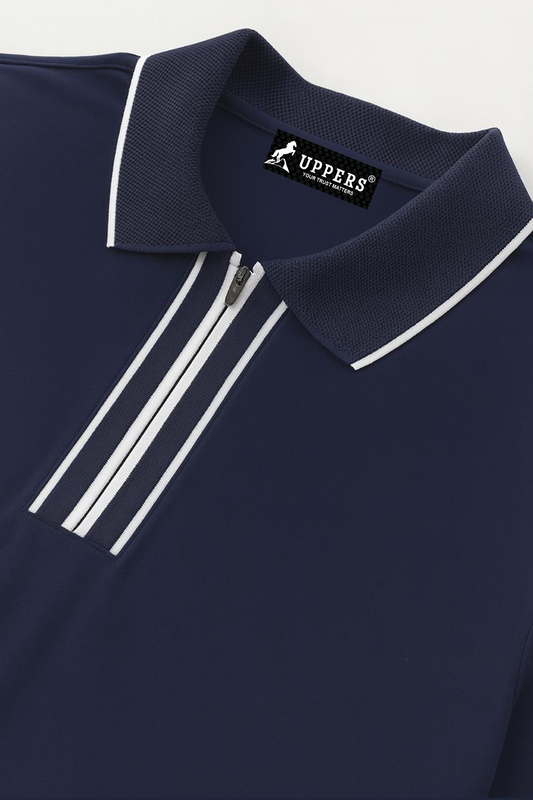 Blue Jacquard Flacket and collar Polo with stylish