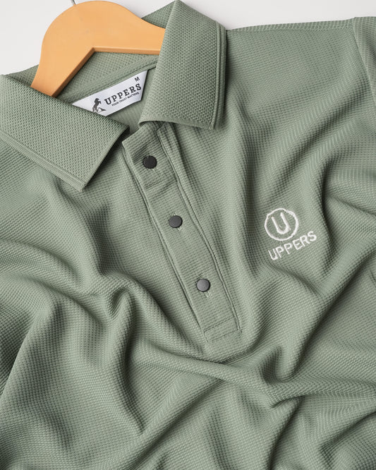 U Light Green Embroidery  Logo with Half Sleeve, Imported Polo T-Shirt